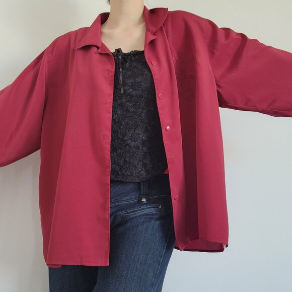 Vintage 90s Liz Moody classic french red puffy long sleeved button-up shirt - Picture 7 of 16